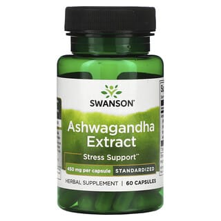 Swanson, Extrait d'ashwagandha standardisé, 450 mg, 60 capsules