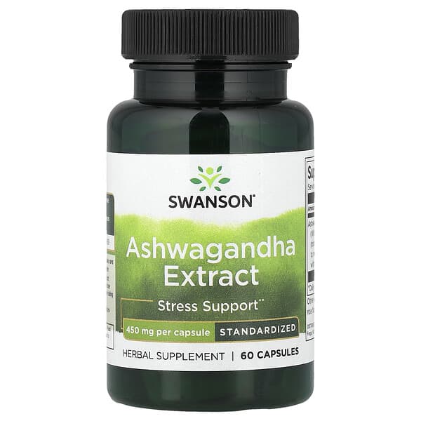 Swanson Vitamins, Ashwagandha-Extrakt, standardisiert, 450 mg, 60 Kapseln