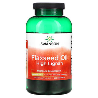 Swanson, лляна олія з високим вмістом лігнанів, 980 мг, 200 капсул