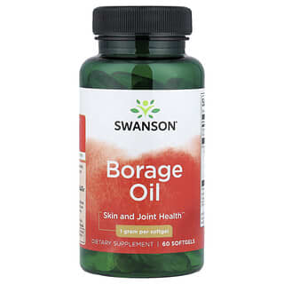 Swanson, Minyak Borage, 1 g, 60 Kapsul Gel Lunak