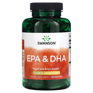 Swanson, EPA（エイコサペンタエン酸）＆DHA（ドコサヘキサエン酸）、レモン味、ソフトジェルカプセル120粒