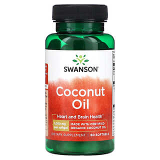 Swanson, Aceite de coco, 1000 mg, 60 cápsulas blandas