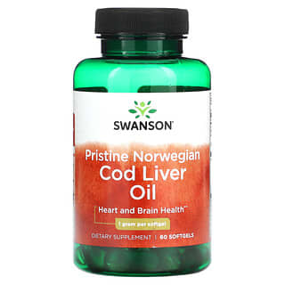 Swanson, Pristine Norwegian Cod Liver Oil, 1 g , 60 Softgels