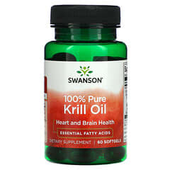 Swanson, Aceite de kril 100% puro, 60 cápsulas blandas