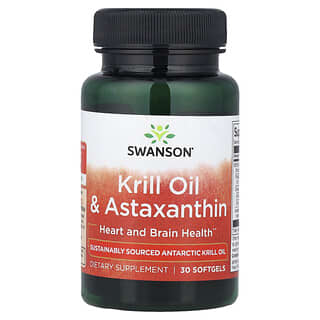 Swanson, Óleo de Krill e Astaxantina, 30 Cápsulas Softgel