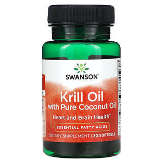 Swanson, Krill Oil with Pure Coconut Oil, 30 Softgels