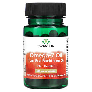 Swanson, Aceite de omega-7 proveniente del aceite de espino amarillo, 450 mg, 30 cápsulas para líquidos