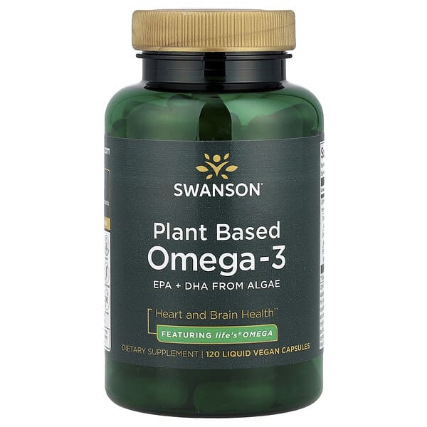 Swanson Plant Based Omega-3, 120 Liquid Vegan Capsules