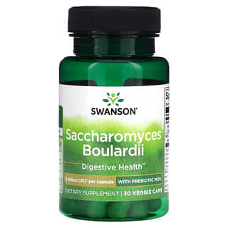 Swanson, Saccharomyces boulardii con MOS prebiótico, 5000 millones de UFC, 30 cápsulas vegetales