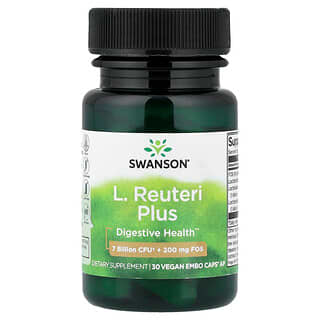 Swanson Vitamins, L. Reuteri Plus, лактобактерии реутери, 30 веганских капсул EMBO Caps® AP