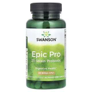 Swanson, Epic Pro, пробиотик из 25 штаммов, 30 млрд КОЕ, 30 растительных капсул для эмбо