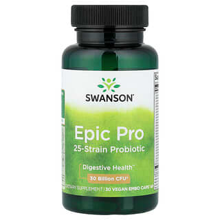 Swanson Vitamins, Epic Pro 25-sojevni probiotik, 30 milijardi CFU, 30 veganskih Embo kapsula® AP