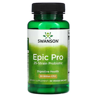 Swanson, Пробиотик Epic Pro с 25 штаммами, для пищеварения, 30 млрд КОЕ, 30 вегетарианских капсул DrCaps