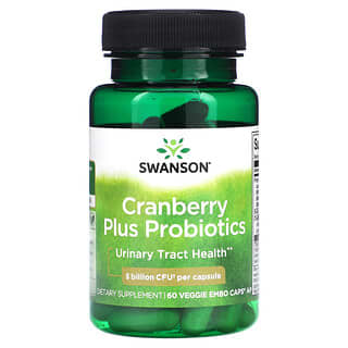 Swanson, Cranberry Plus Probiotics, 5000 millones de UFC, 60 cápsulas vegetales de Embo
