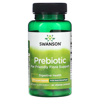 Swanson, Prébiotiques pour un bon soutien de la flore, 375 mg, 60 capsules végétariennes