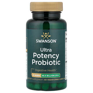 Swanson Vitamins, Probiotic ultra potent, 66,5 miliarde CFU, 60 Vegan EMBO Caps® AP