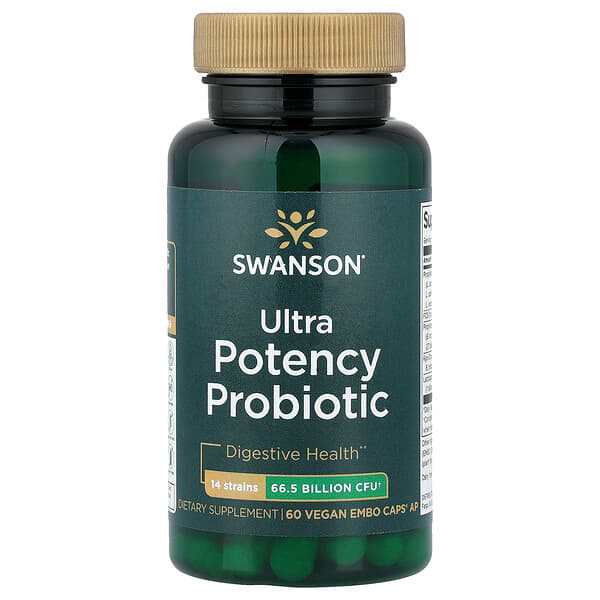 Swanson Vitamins, Ultra Potency Probiotic, 66.5 Billion CFU, 60 Vegan EMBO Caps® AP — product photo 1