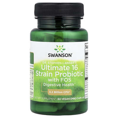 Swanson, Dr. Stephen Langer Advanced 16-Strain Probiotic with Fructooligosaccharides, 60 Vegan EMBO Caps® AP Capsules