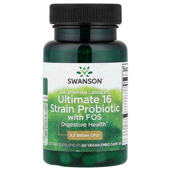 Swanson Vitamins, Dr. Stephen Langer's Ultimate 16 Strain Probiotic with FOS, 60 Vegan EMBO Caps® AP — product photo 1