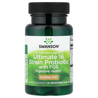 Swanson Vitamins, El Dr. Probiótico definitivo de 16 cepas con FOS de Stephen Langer, 30 cápsulas veganas EMBO Caps® AP