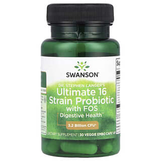 Swanson, Dr. Stephen Langer's Ultimate 16 Strains Probiotic with FOS, Probiotikum mit 16 Stämmen mit FOS, 30 vegetarische EMBO Caps® AP