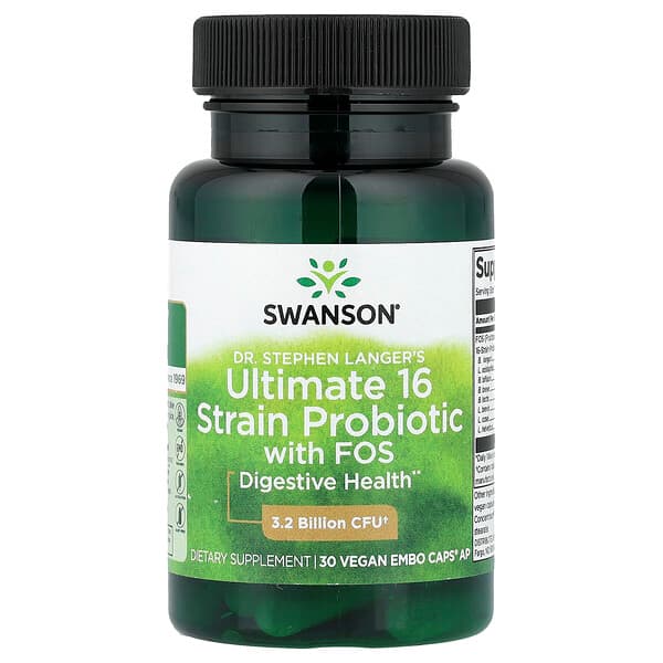 Swanson Vitamins, Dr. Stephen Langer's Ultimate 16 Strain Probiotic with FOS, 30 Vegan EMBO Caps® AP — product photo 1