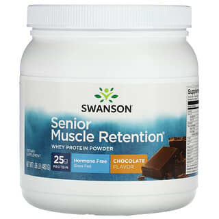 سوانسون‏, مسحوق بروتين شرش اللبن للاحتفاظ بالعضلات ، بنكهة الشيكولاتة ، 1.06 رطل (480 جم)
