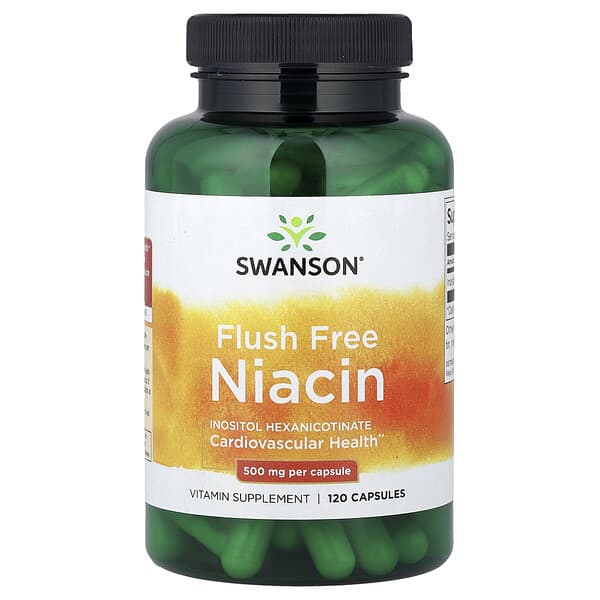 Swanson Vitamins, 홍조 무함유 나이아신, 500mg, 캡슐 120정