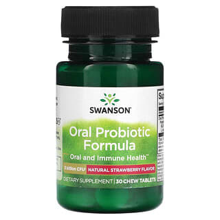 Swanson, Fórmula Probiótica Oral - Morango Natural, 3 Bilhões de UFCs, 30 Comprimidos Mastigáveis