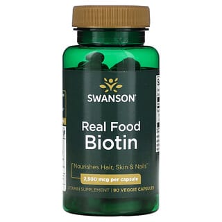 Swanson, Real Food Biotin, 2,500 mcg, 90 Veggie Capsules