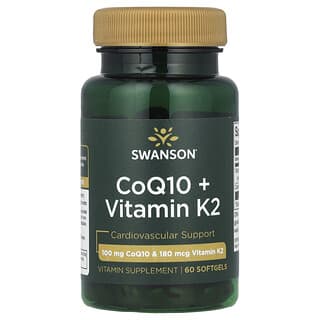 Swanson, CoQ10 + Vitamin K2, CoQ10 + Vitamin K2, 60 Weichkapseln