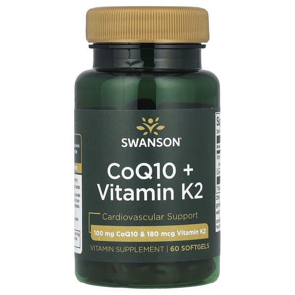 Swanson CoQ10 + Vitamin K2, 60 Softgels