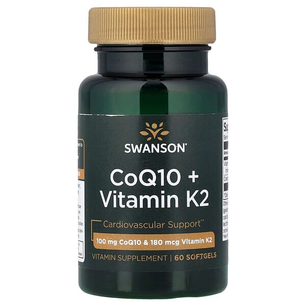 Swanson Vitamins, CoQ10 + Vitamin K2, 60 Softgels — product photo 1