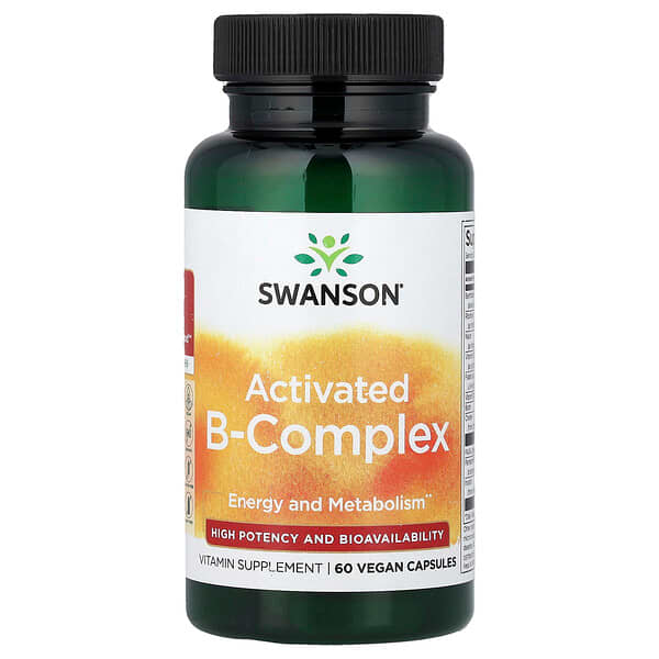 Swanson Vitamins, активированный комплекс витаминов группы B, 60 растительных капсул