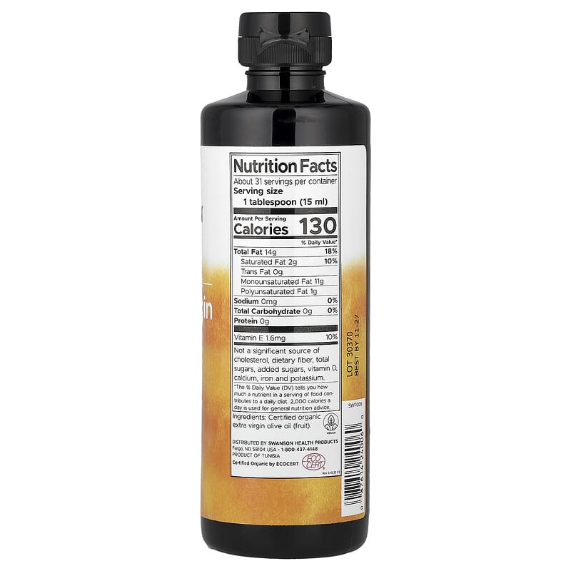 Certified Organic Extra Virgin Olive Oil, Cold Pressed, 16 fl oz