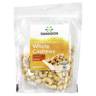 Swanson, Certified Organic Whole Cashews, Unsalted, 8 oz (227 g)