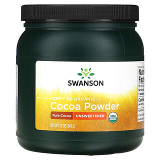 Swanson, Poudre de cacao certifiée biologique, non sucrée, 340 g