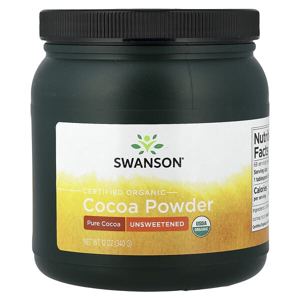 Swanson, 有機認可可可粉，無糖，12 盎司（340 克）