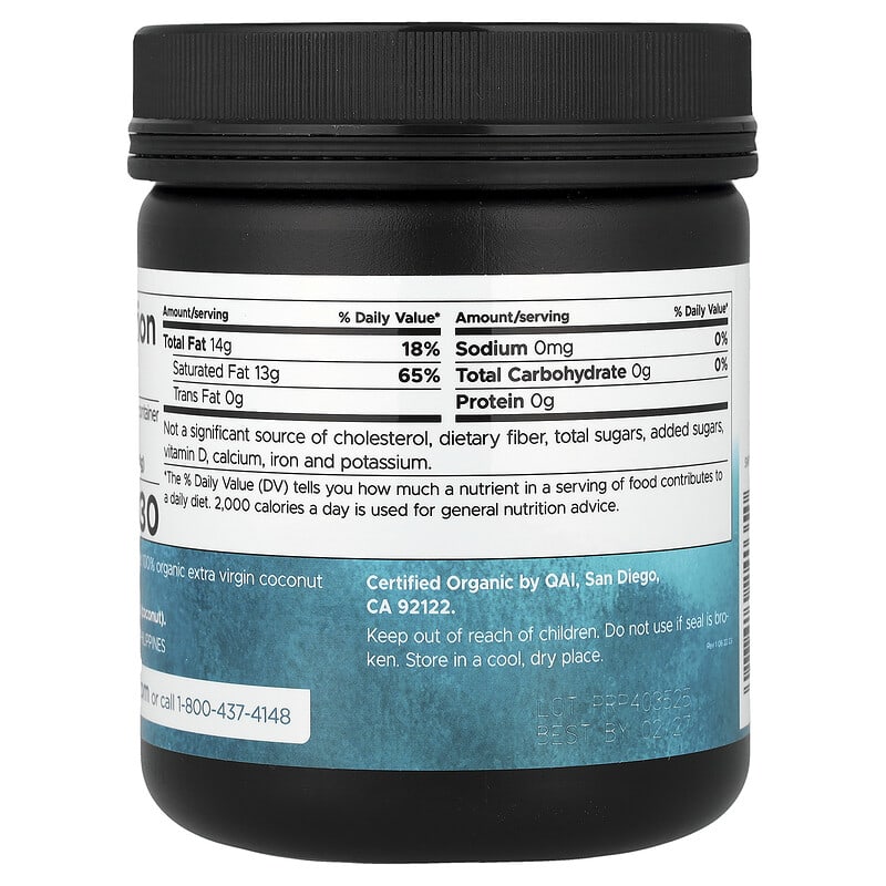 Aceite de coco extra virgen orgánico, Prensado en frío, 454 g (16 oz)
