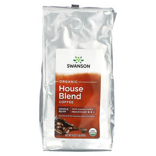 Swanson, Mezcla de café orgánico de la casa, Grano entero, Tostado medio`` 454 g (1 lb)