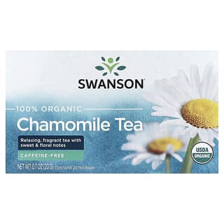 Swanson, 100% 유기농 카모마일 차, 카페인 무함유, 티백 20개, 20g(0.7oz)