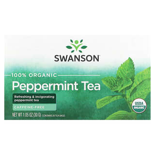 Swanson, 100% Organic Peppermint Tea, 20 Tea Bags, 1.05 oz (30 g)
