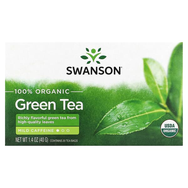 Swanson, 全有機綠茶，20 茶包，1.4 盎司（40 克）