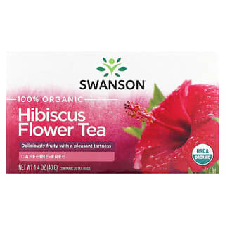 Swanson, Hibiscus Flower Tea, Caffeine-Free, 20 Tea Bags, 1.4 oz (40 g)