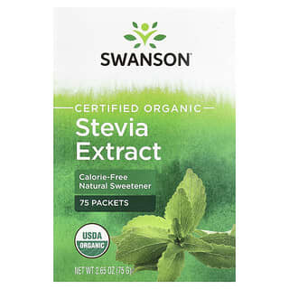 Swanson, Certified Organic Stevia Extract, 75 Packets, 0.035 oz (1 g) Each
