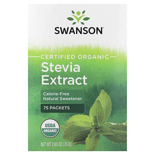 Swanson, Certified Organic Stevia Extract, 75 Packets, 2.65 oz (75 g)