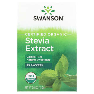 Swanson, Сертифицированный органический экстракт стевии, 75 пакетиков