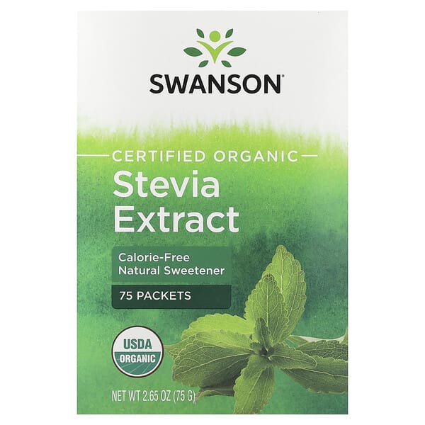 Swanson Vitamins, 認可有機甜葉菊提取物，75 包，2.65 盎司（75 克）