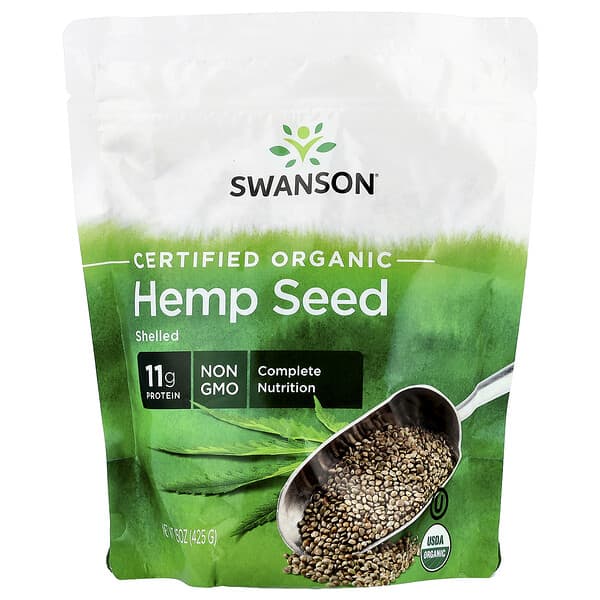 Certified Organic Hemp Seed, Shelled, 15 oz (425 g)