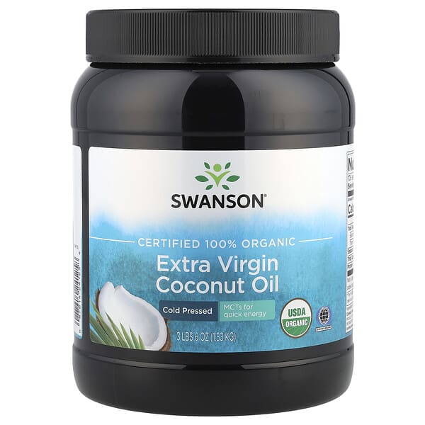 Swanson Vitamins, 100% 유기농 인증 엑스트라 버진 코코넛오일, 1.53kg(3lb/6oz)